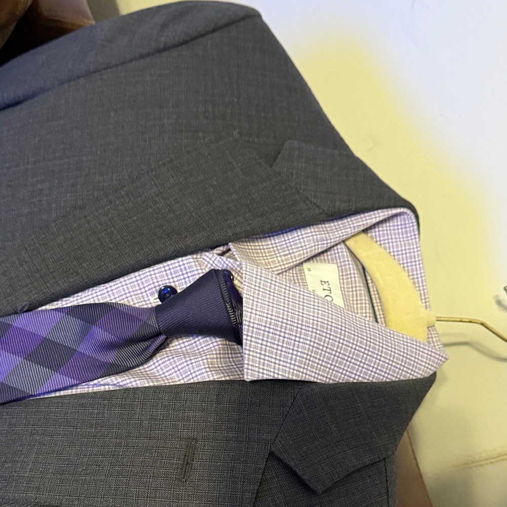 Burberry Purple and Black Checkered Tie